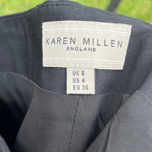 Karen Millen England Black Boned Wool Pencil Skirt SS10 Size 4 - Picture 4 of 8